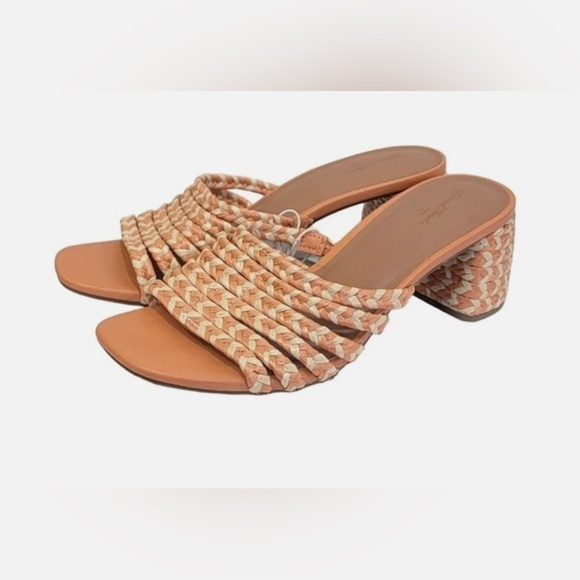 NWT Universal Thread Size 8 Rachel Orange Straw Chunky Heel Mule - Picture 1 of 6